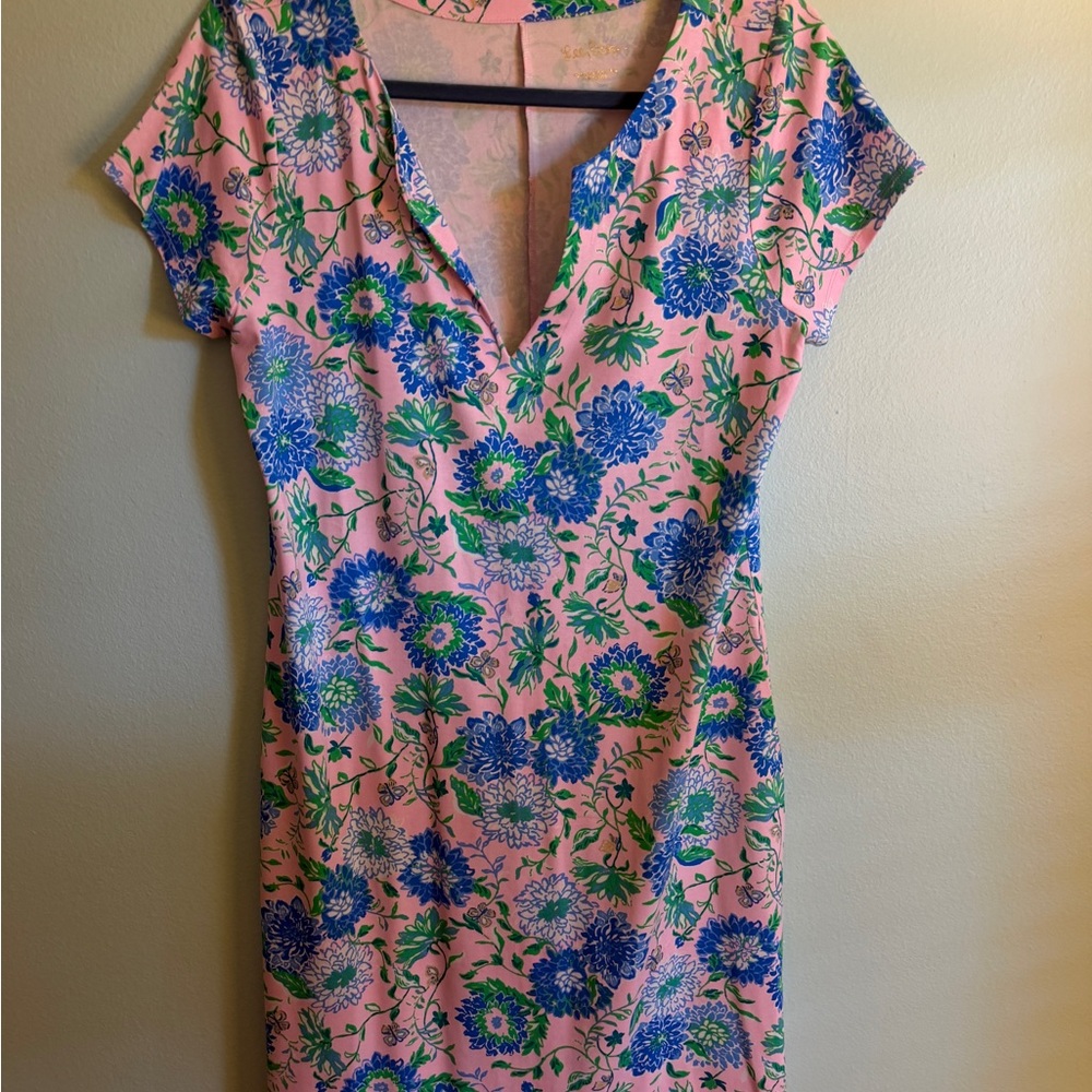Lilly Pulitzer Pink and Blue Floral Midi Dress
